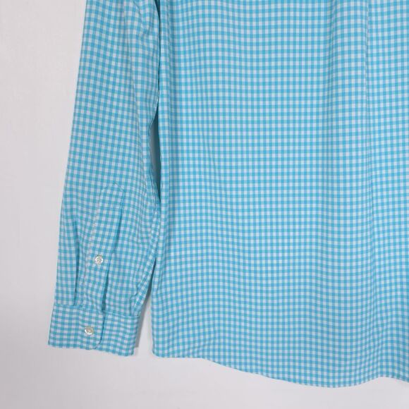 Vineyard Vines Performance Women’s L (16) Shirt Gingham Check Turquoise Aqua - Picture 7 of 9
